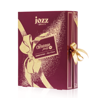 Calendrier de l’Avent Jozz 2025 mixte offrant 24 produits de maquillage et accessoires beauté, coffret pailleté The Christmas Party idéal pour femme et jeune fille aime le makeup