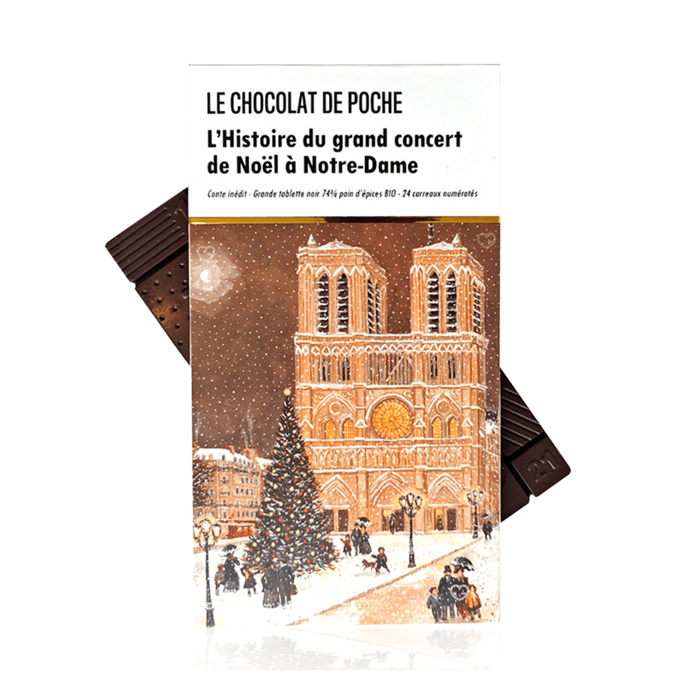 calendrier de l'Avent Le chocolat de poche 2025 composé de 24 carrés de chocolat noir bio