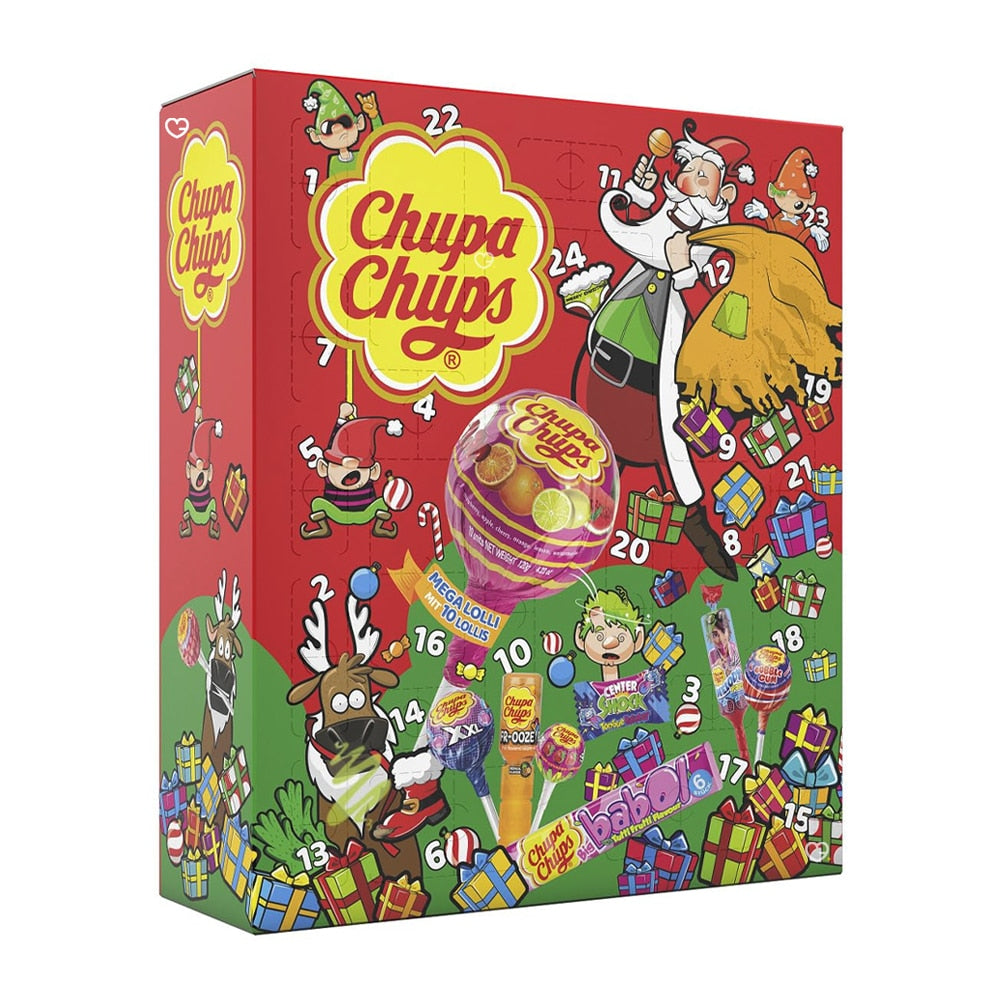 Calendrier de l'Avent chupa Chups XXL 2024 contenant 42 bonbons (sucette; chew gum; piquant..)
