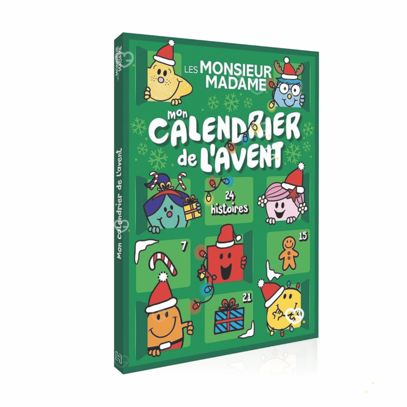 Calendrier de l’Avent Monsieur Madame 2025 avec 24 histoires illustrées, mini-livres ludiques pour enfants, cadeau éducatif festif pour Noël.